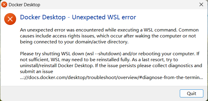 windows11 启动Docker Desktop报 “Docker Desktop – Unexpected WSL error” - 正则时光